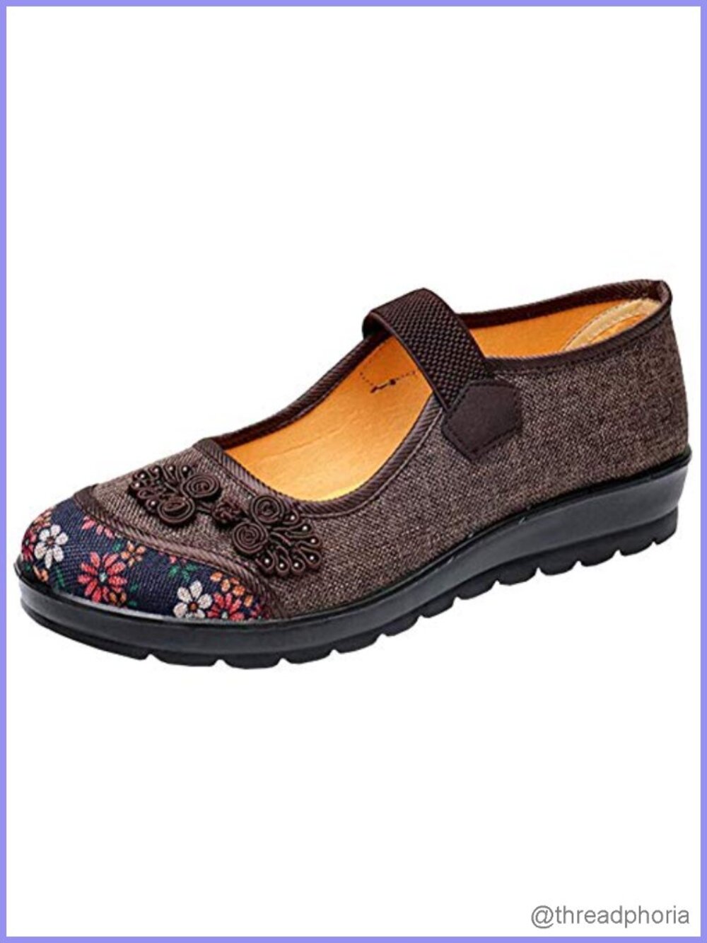 Women's Breathable Cloth Mary Jane Flats Soft-Sole Dance Walking Shoes